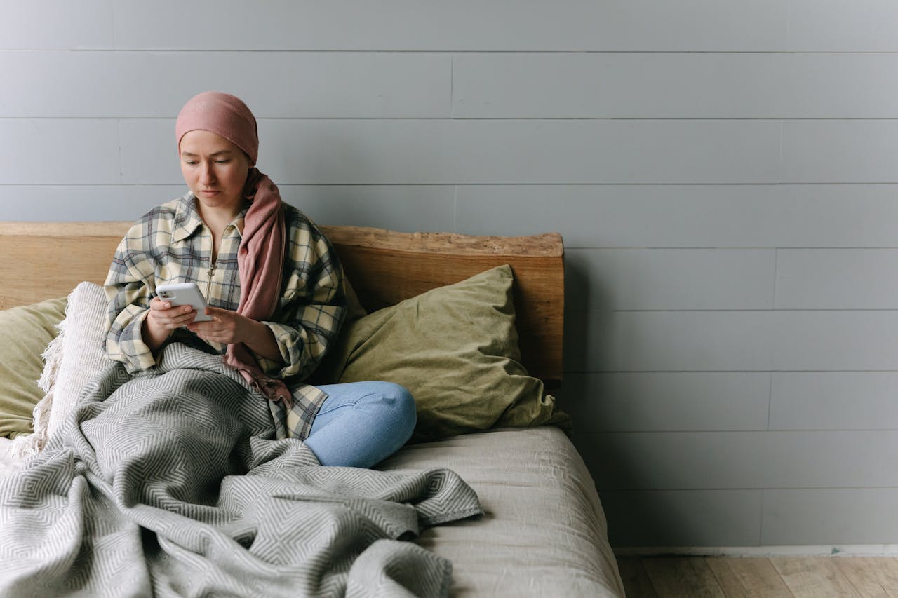 a woman going through online therapy