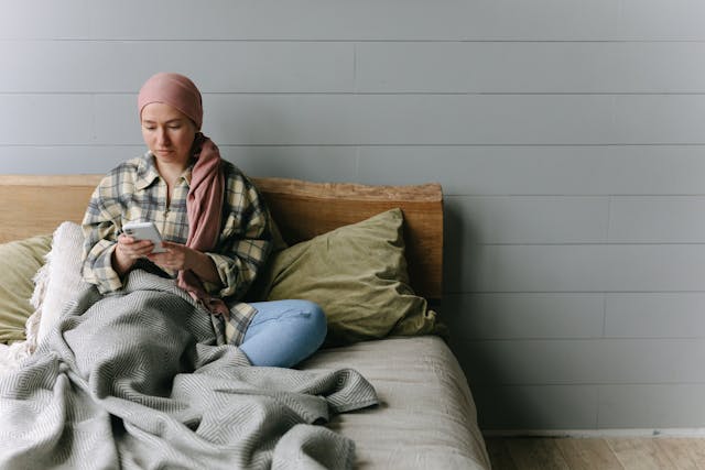 Woman going through online therapy